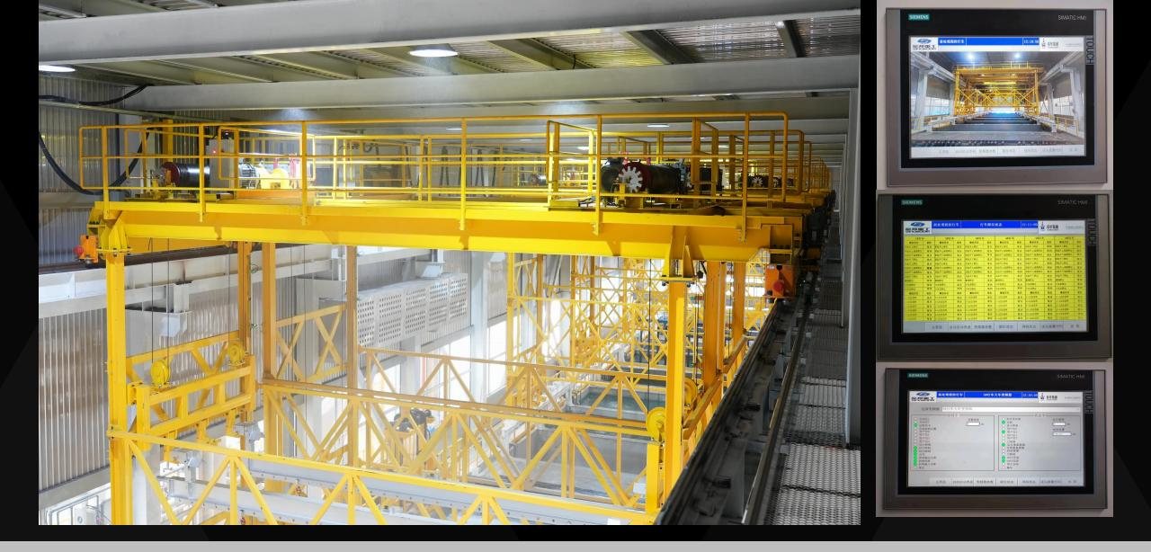 Six linked cranes on Xingbang’s e-coat line